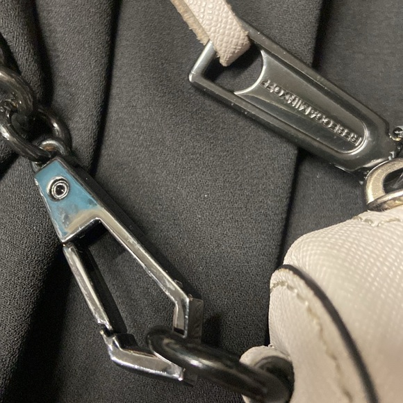 Sale! Rebecca Minkoff light gray crossbody bag with chain strap and tassels. - Picture 4 of 16